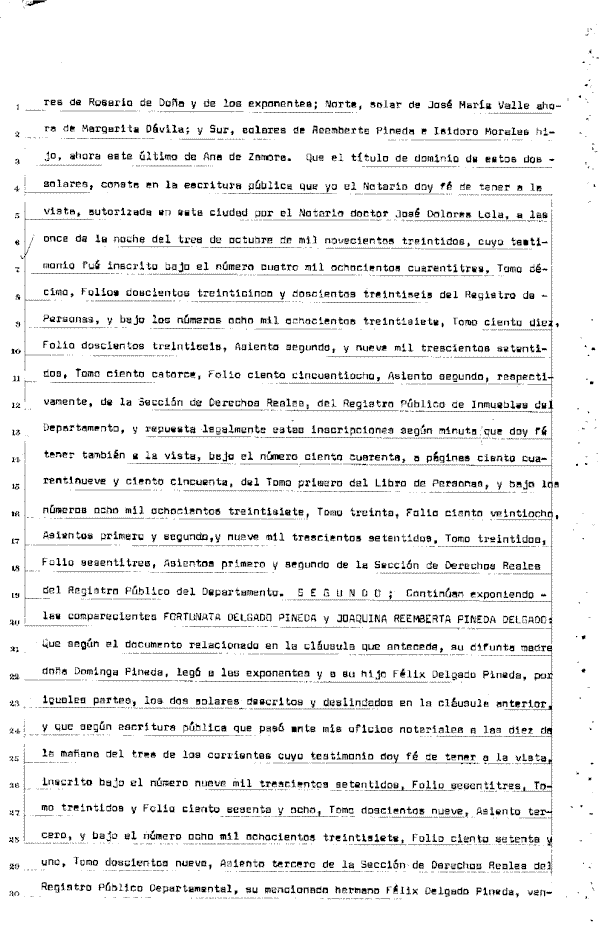 P�gina 2 de la Escritura original de 1946 emilitida por el Abogado y Notario Marco Aurelio Castillo